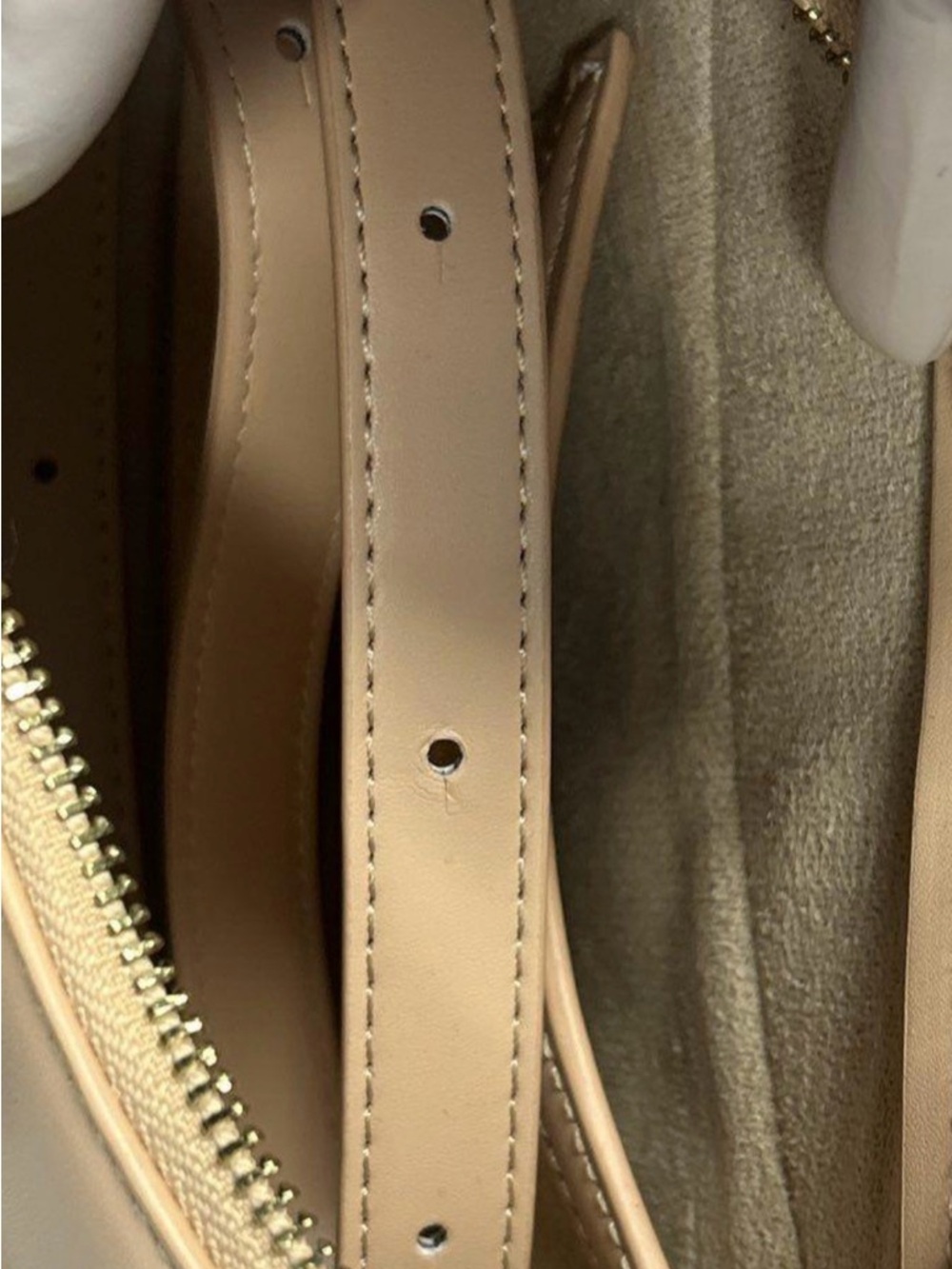 Polene Crescent Shoulder Bag In Beige View 3